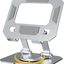 tablet stand 360° rotatable desktop foldable – adjustable angle & height aluminum alloy holder for mobile & tablet up to 12 inch
