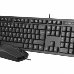 a4tech kr 3330s multimedia fn desktop roundedge keycaps wired keyboard and mouse combo (black) – ergonomic and high precision combo
