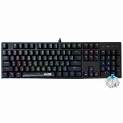 "ppk bk70 blue switch wired keyboard english & arabic layout high performance mechanical keyboard for gamers"