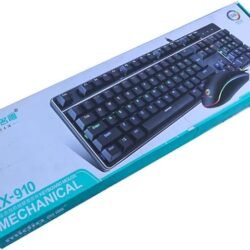 rx 910 mechanical gaming keyboard and mouse combo – wired usb, blue switch, rgb led, waterproof, black